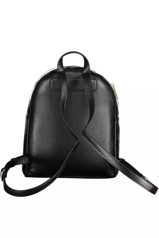 Black Polyester Women Backpack