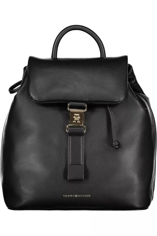Black Polyester Women Backpack