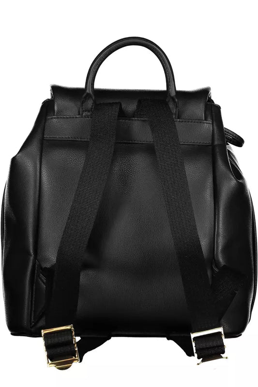 Black Polyester Women Backpack