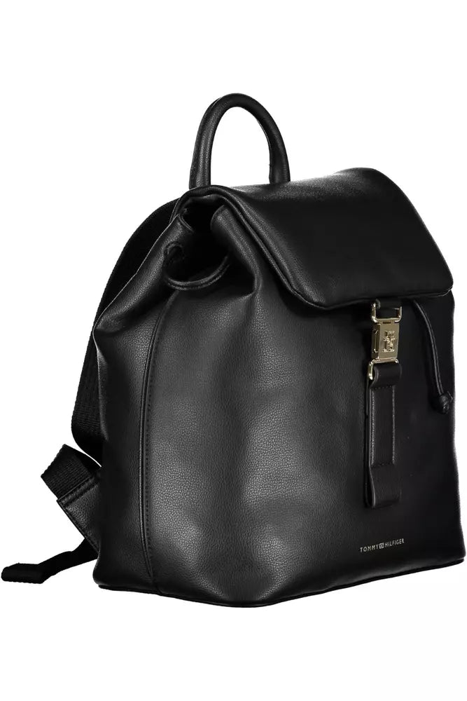 Black Polyester Women Backpack
