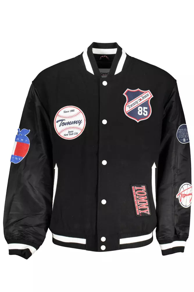 Black Polyester Men Jacket