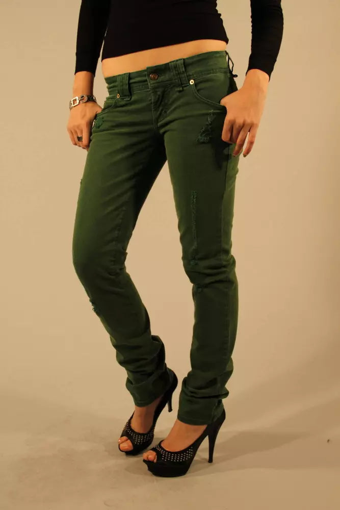 Green Cotton Women Jean