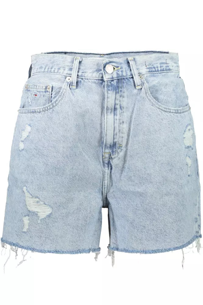 Light Blue Cotton Women Short