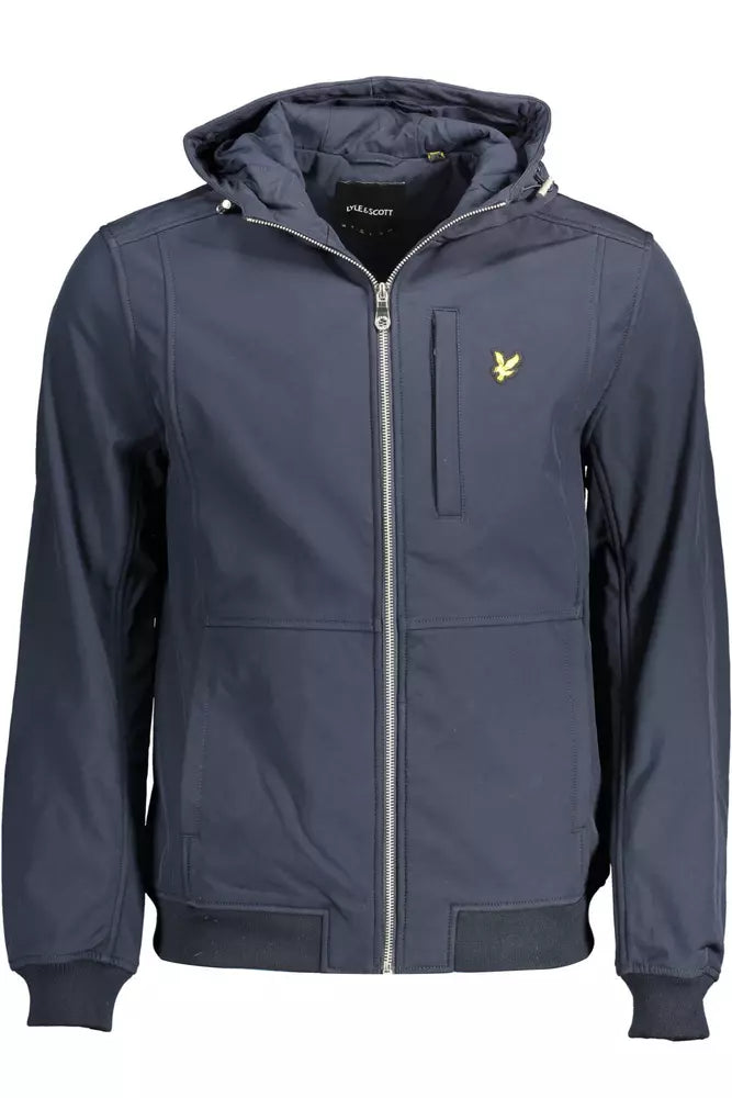Blue Polyester Men Jacket