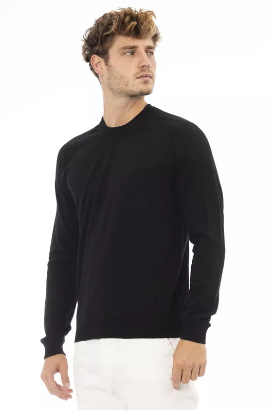 Black Viscose Men Sweater