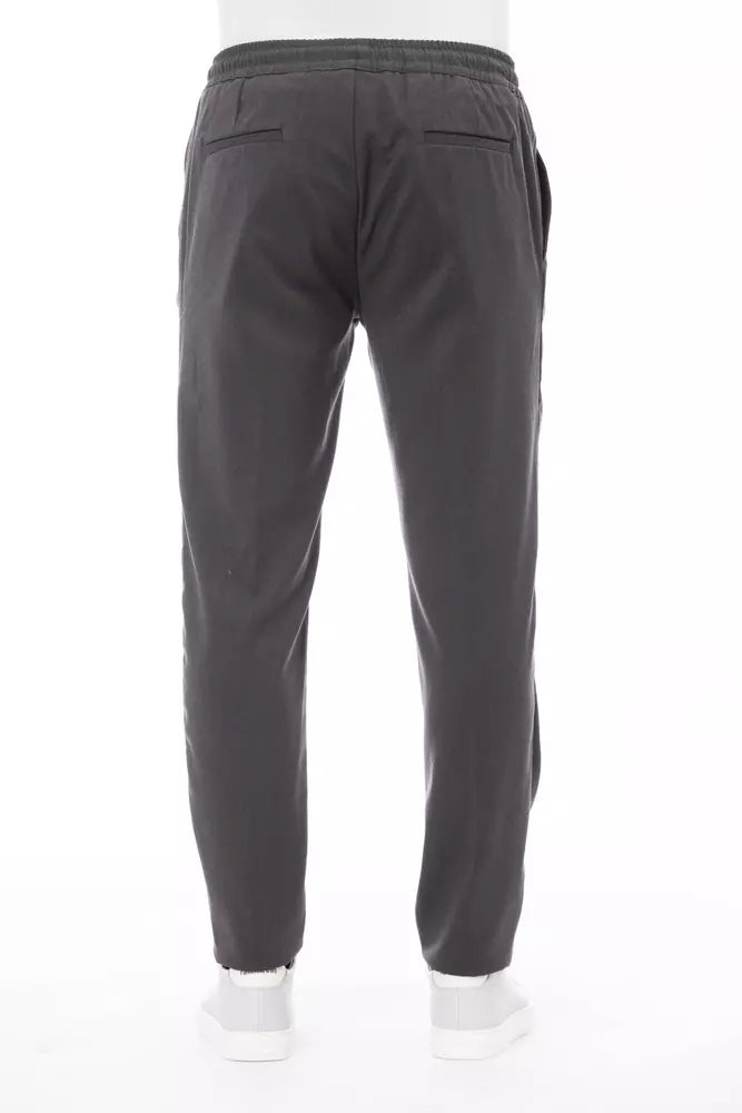 Gray Polyester Men Pants