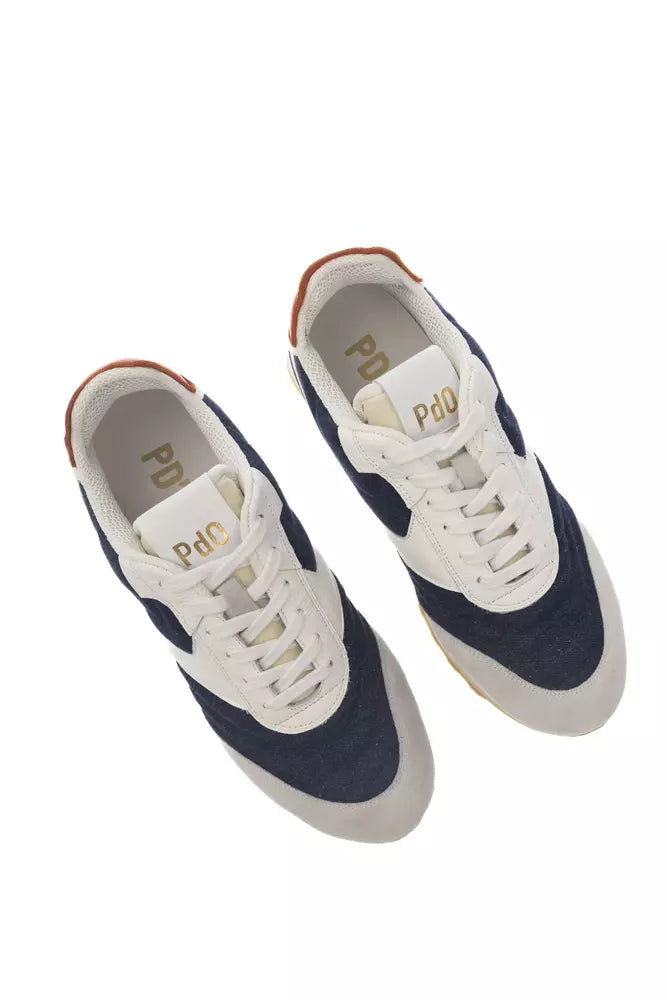 Blue Leather Men Sneaker