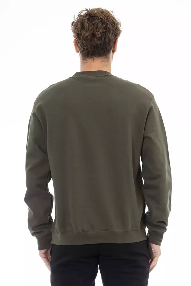 Green Cotton Men Sweater