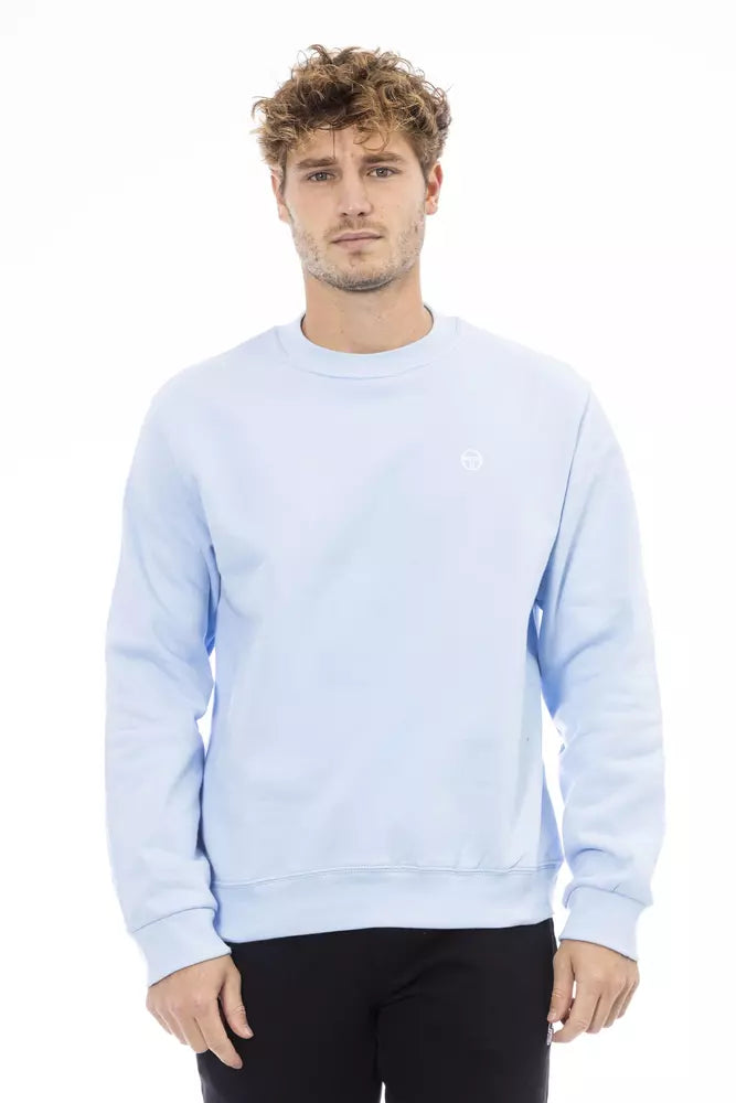 Light Blue Cotton Men Sweater