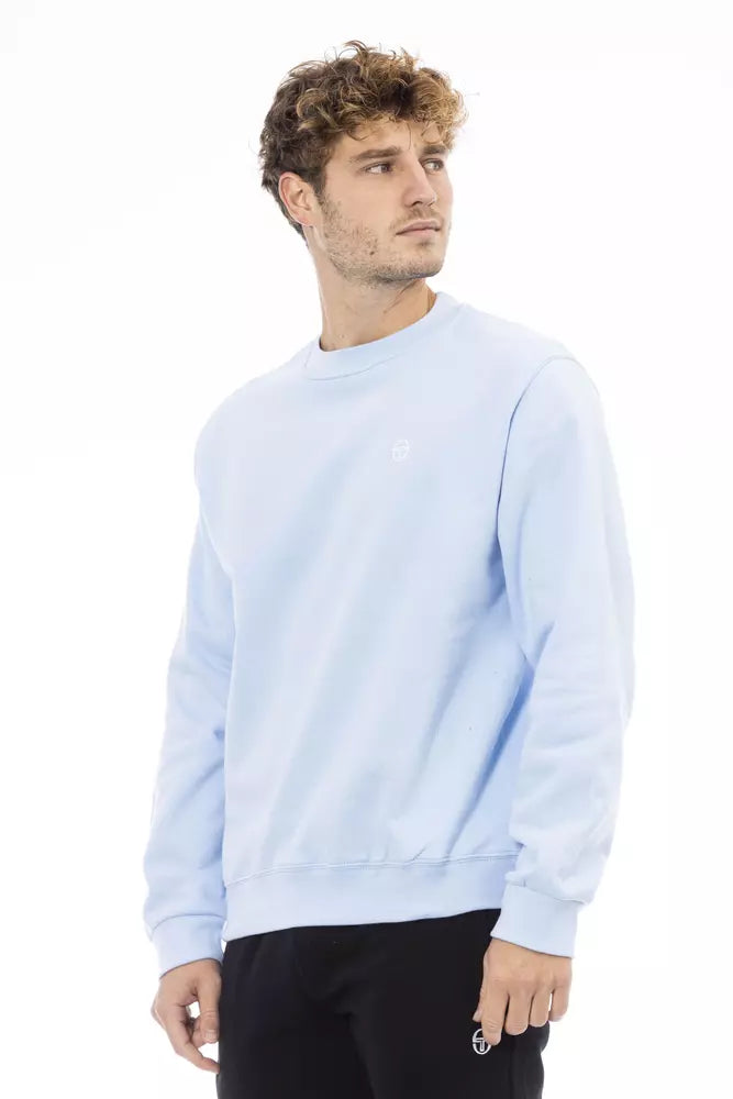 Light Blue Cotton Men Sweater