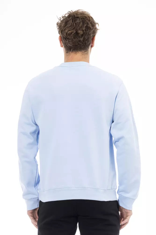 Light Blue Cotton Men Sweater