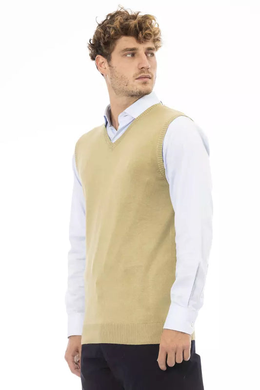 Beige Viscose Men Jacket