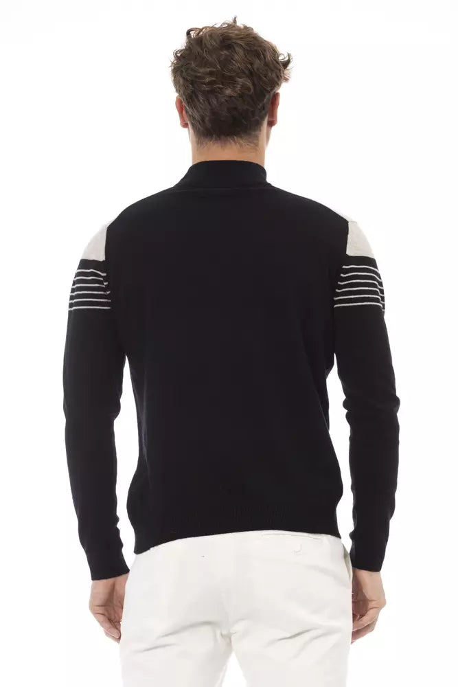 Black Viscose Men Sweater