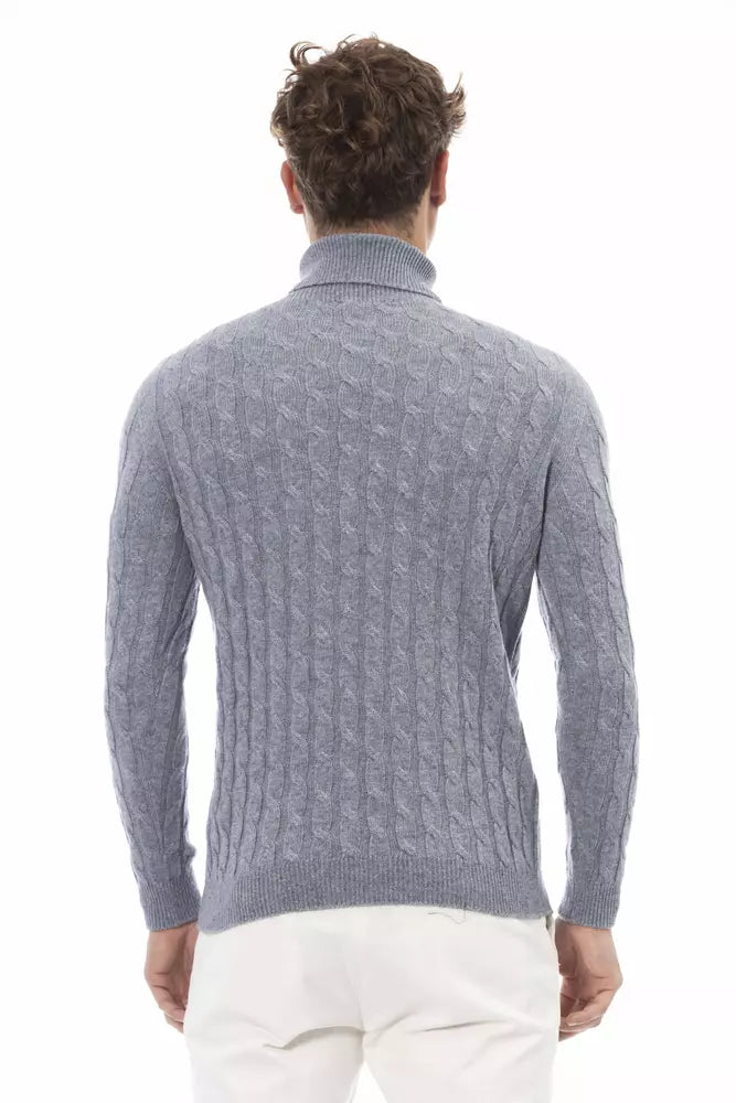 Light Blue Wool Men Sweater