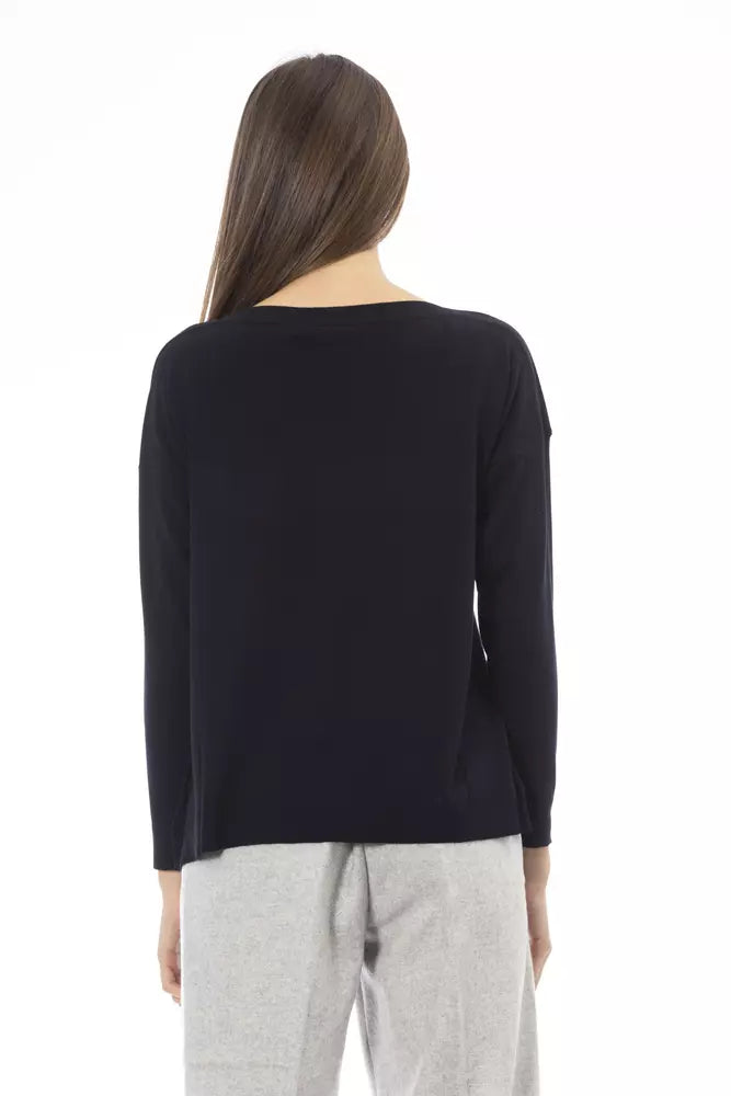 Blue Viscose Women Sweater