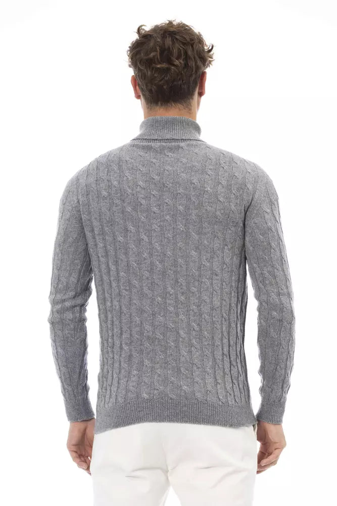 Gray Viscose Men Sweater