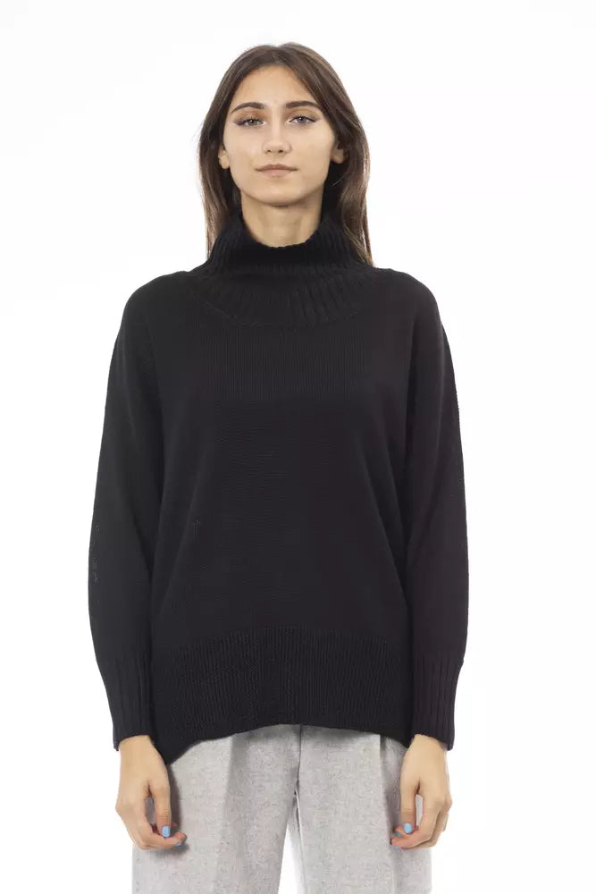 Black Merino Wool Women Sweater