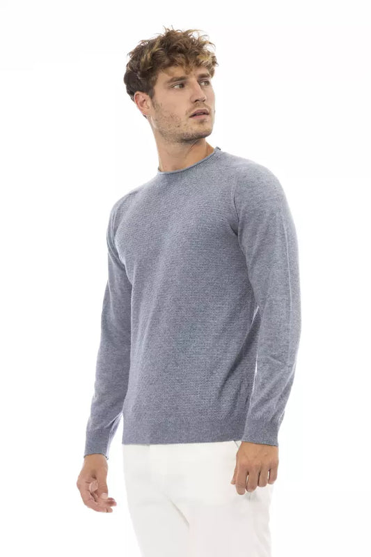 Light Blue Wool Men Sweater