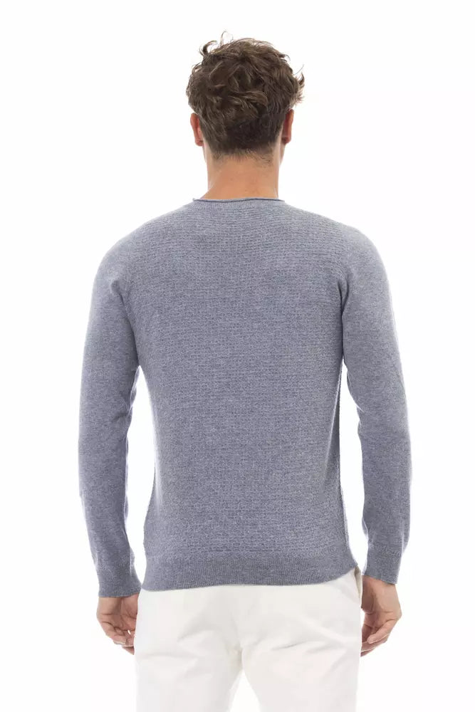 Light Blue Wool Men Sweater
