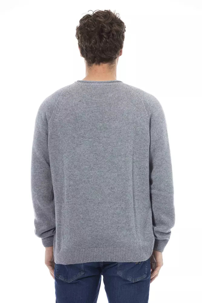 Light Blue Viscose Men Sweater