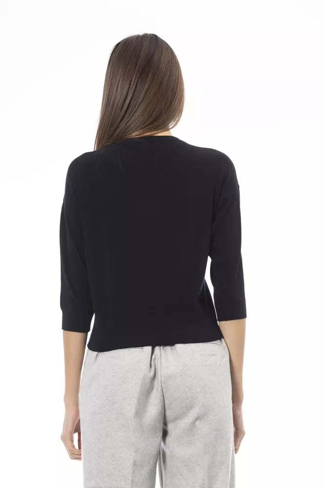 Blue Viscose Women Sweater