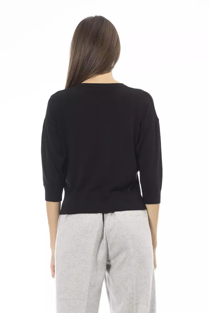 Black Viscose Women Sweater