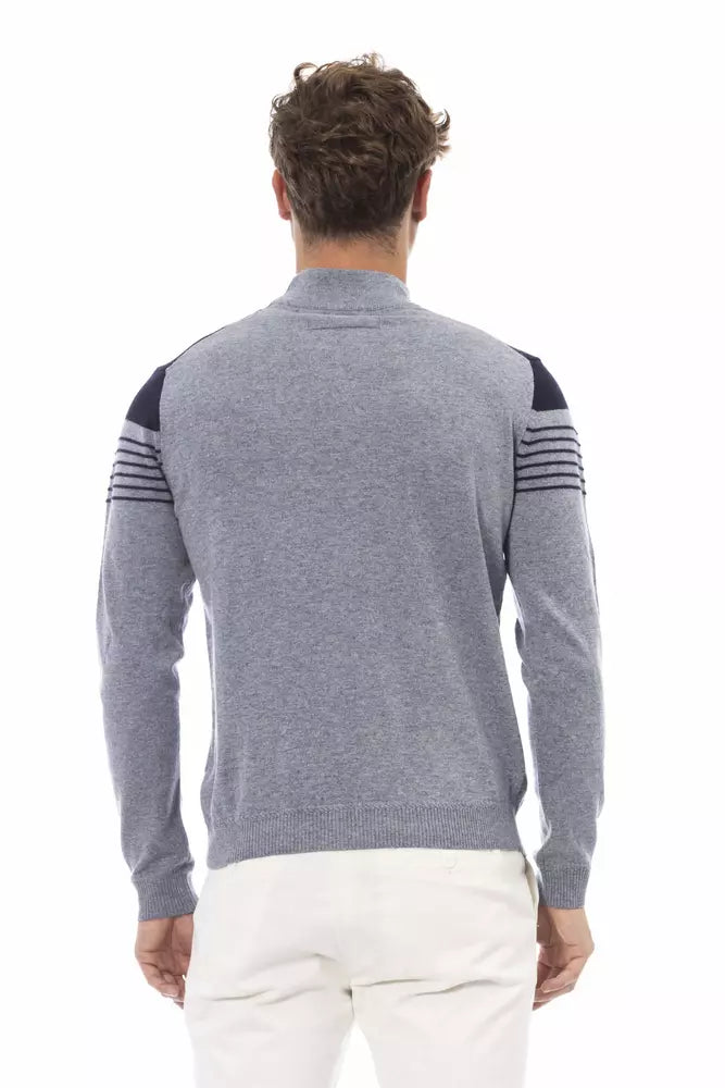 Light Blue Wool Men Sweater