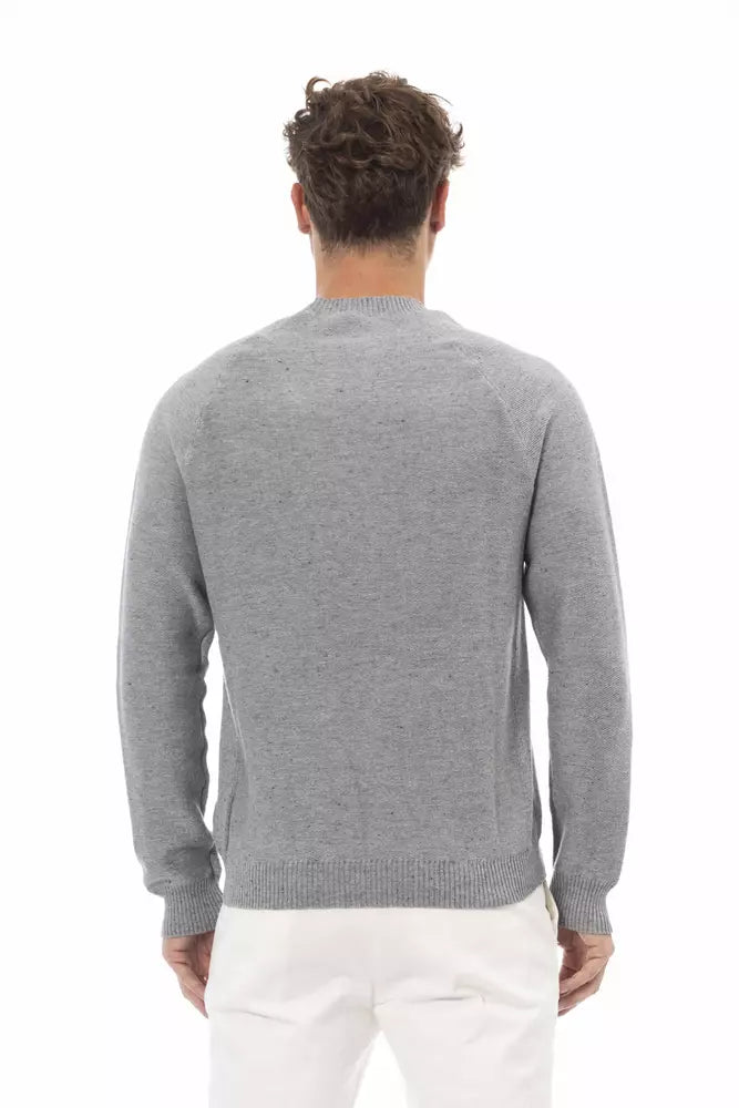 Gray Cotton Men Sweater