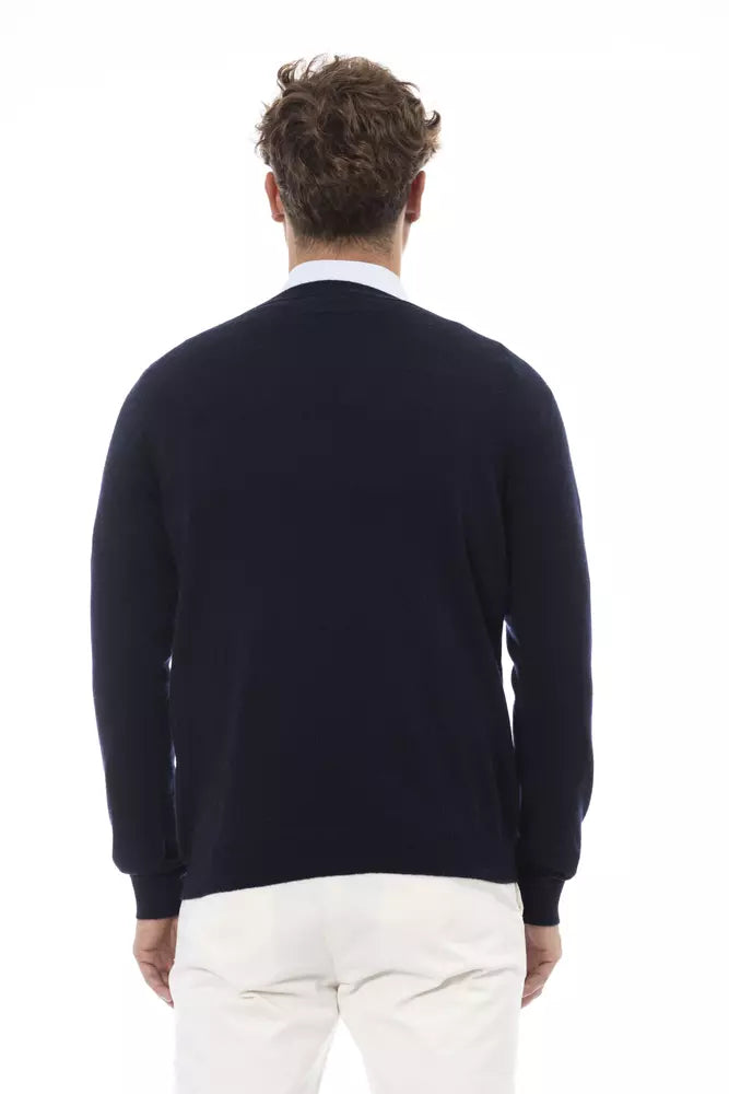 Blue Wool Men Sweater