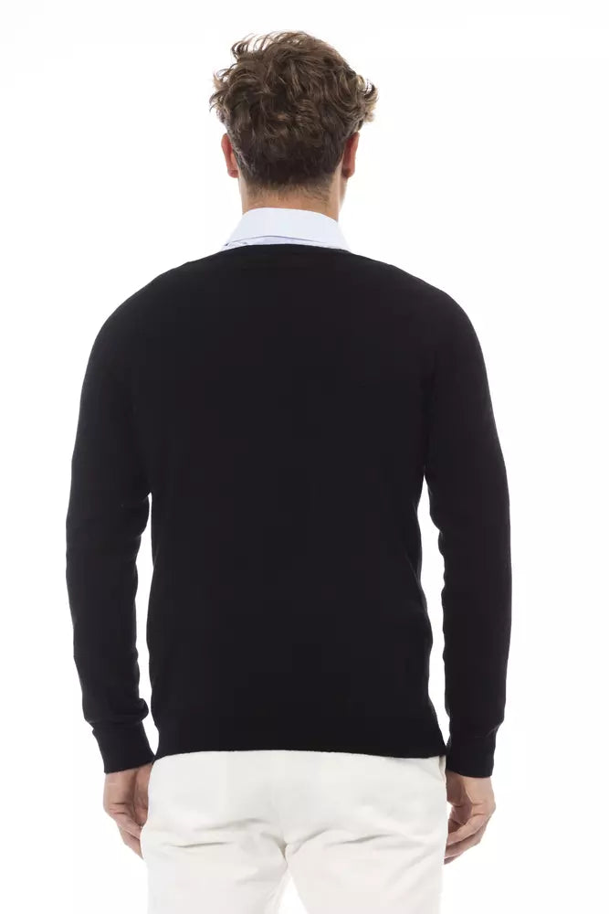 Black Wool Men Sweater