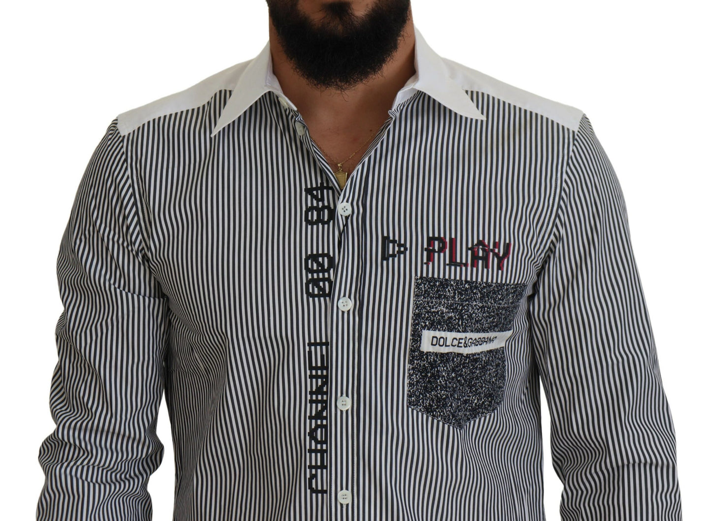 Slim Fit Striped Casual Shirt with Channel Motive