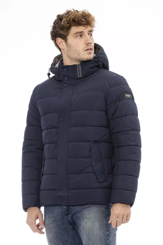 Blue Polyester Men Jacket