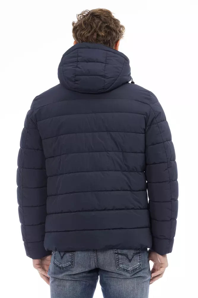Blue Polyester Men Jacket