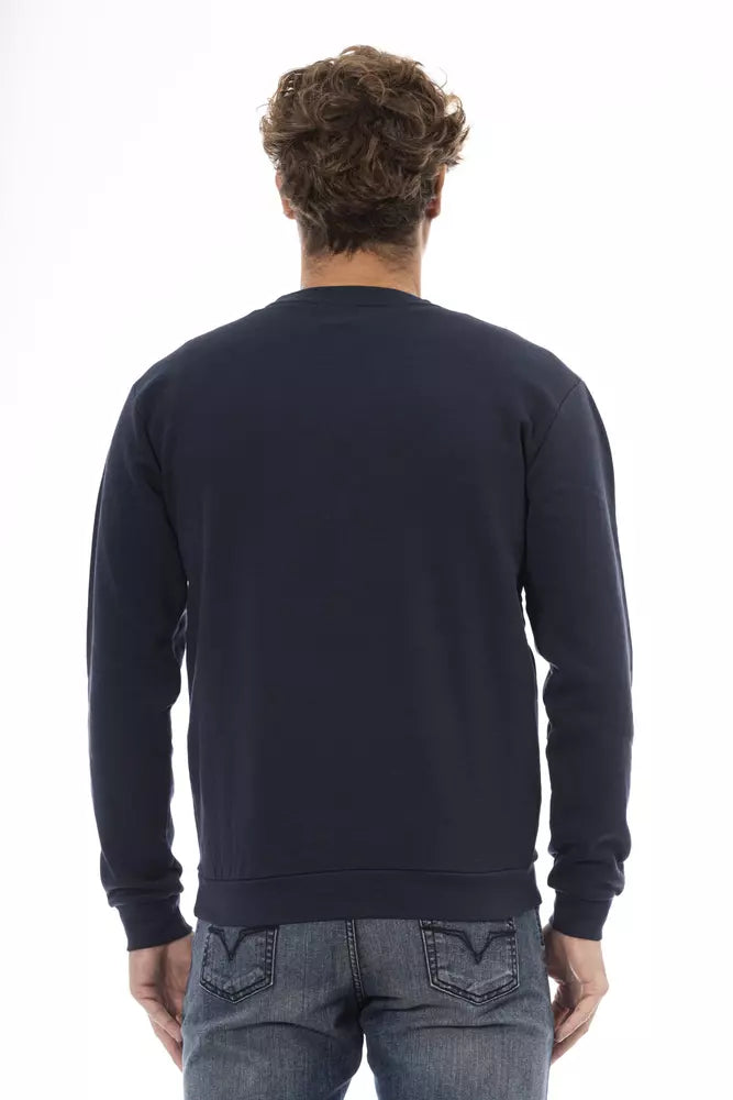 Blue Cotton Men Sweater