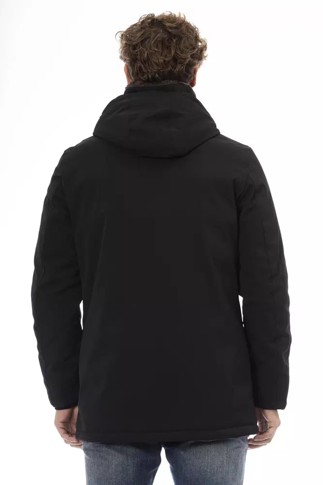 Black Polyester Men Jacket