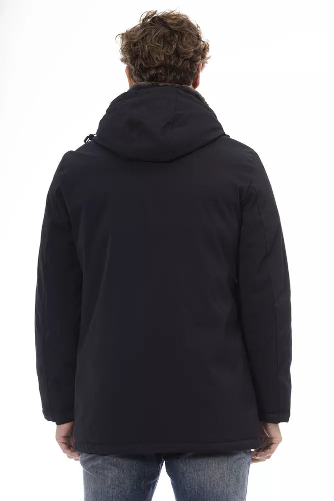 Blue Polyester Men Jacket