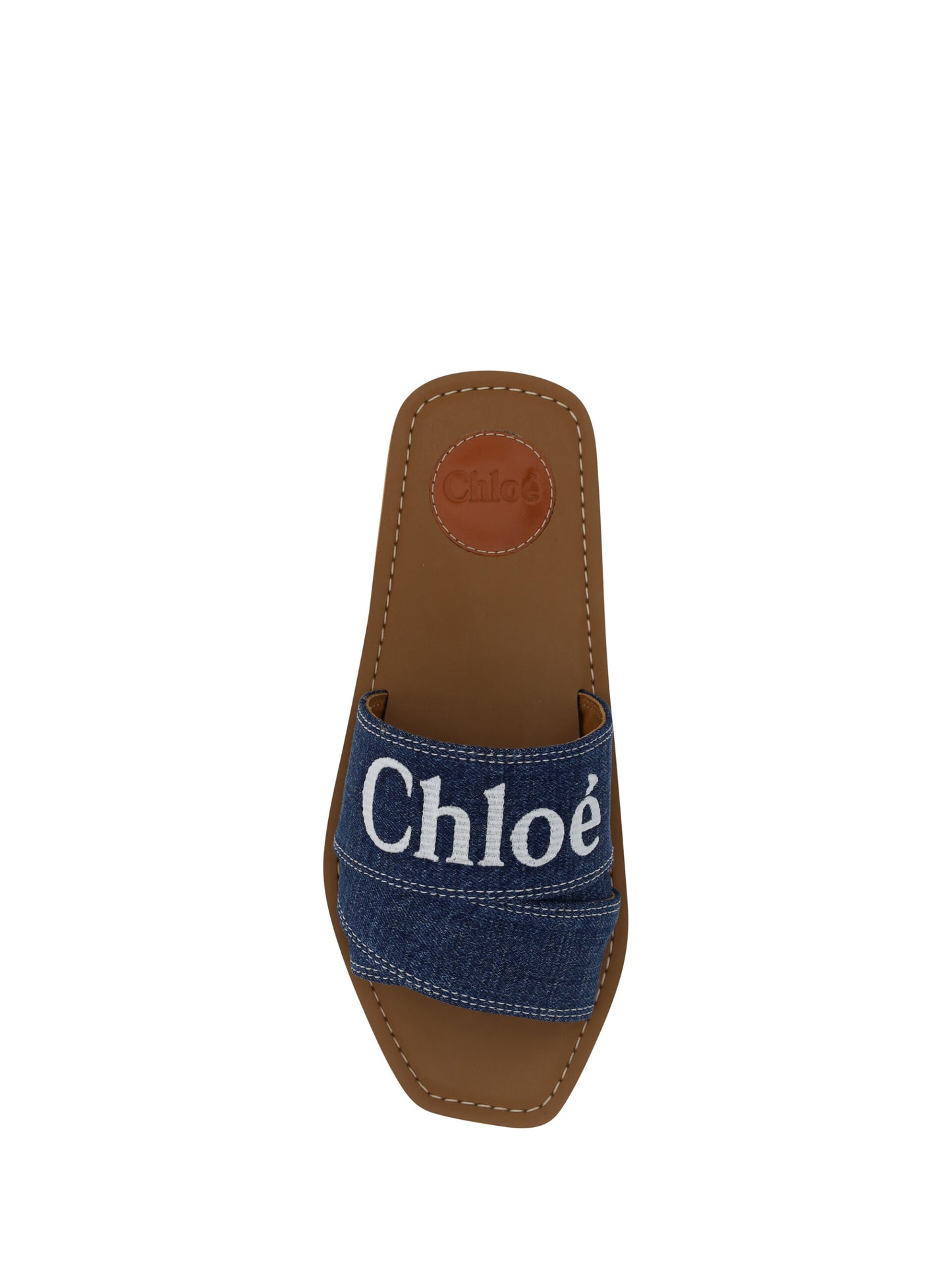 Denim Blue Cotton Slides Woody Sandals