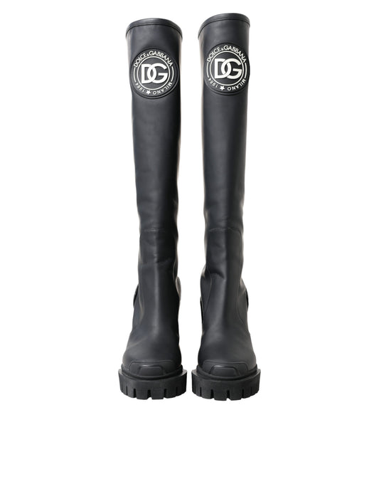 Elegant Black Leather Hi-Trekking Boots