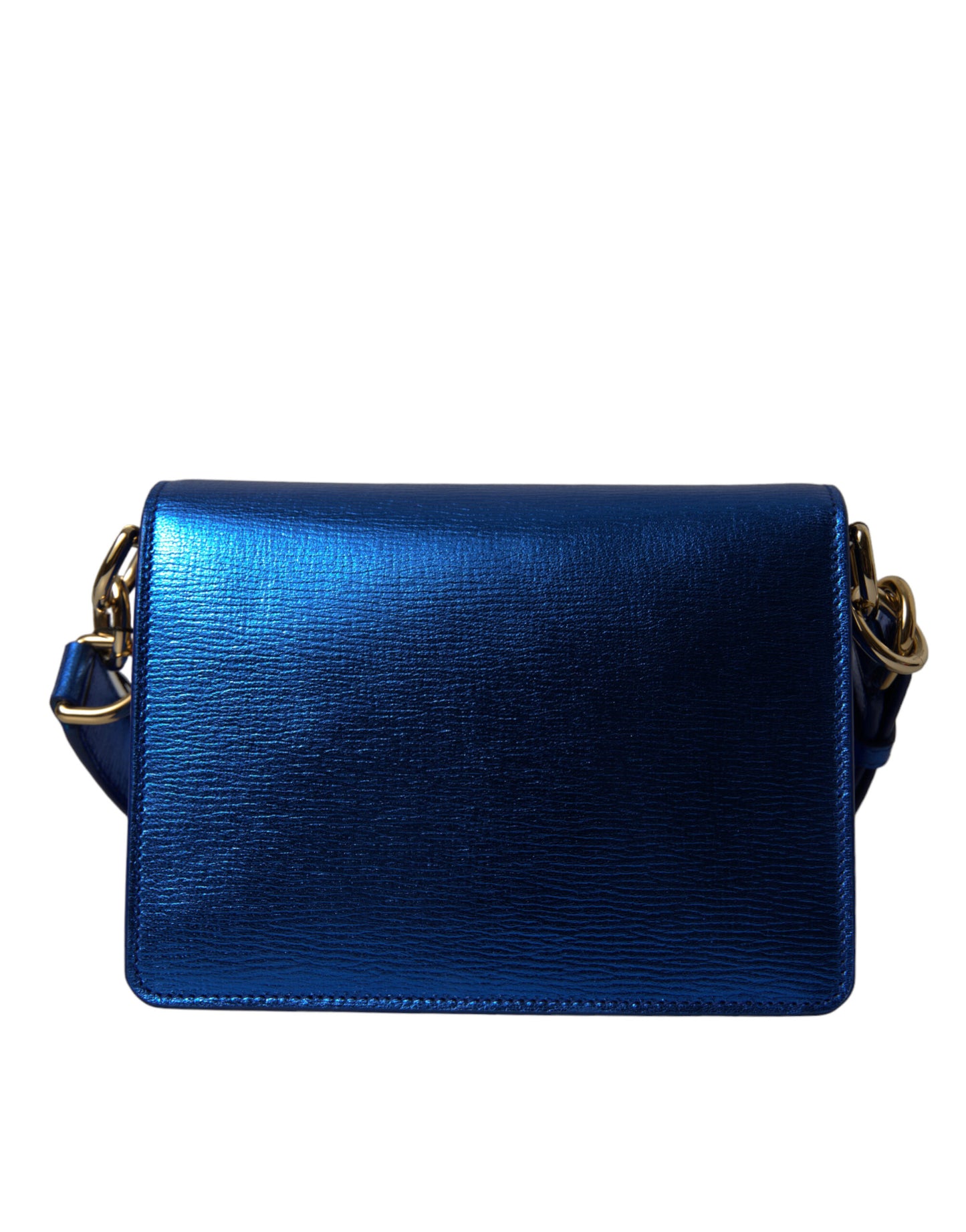 Elegant Blue Leather Shoulder Bag with Gold Accents