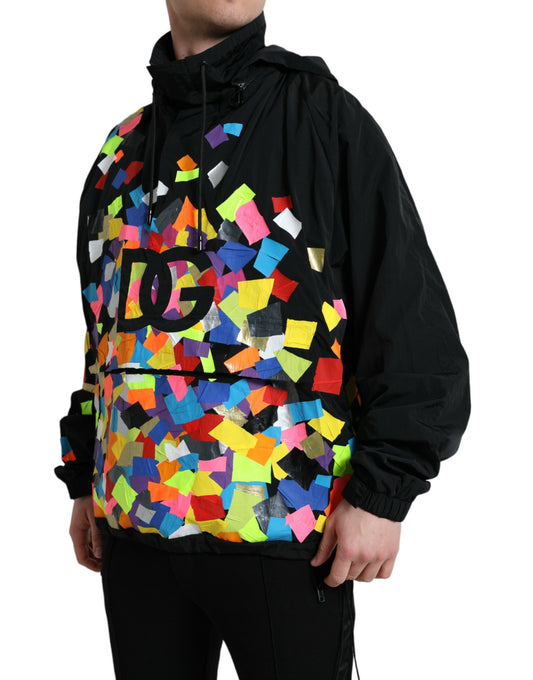 Elegant Multicolor Printed Nylon Hoodie