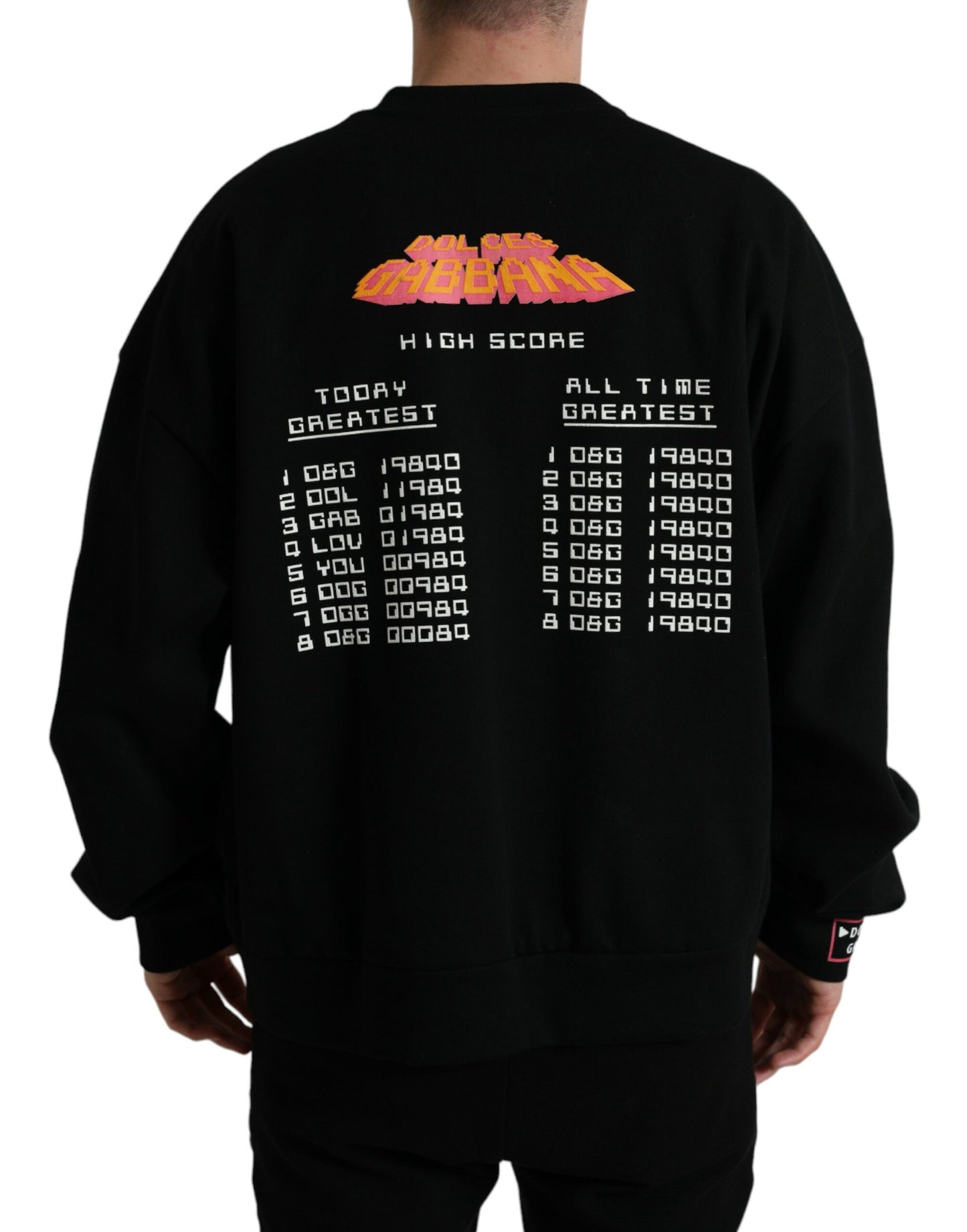 Elegant Black Logo Print Pullover Sweater