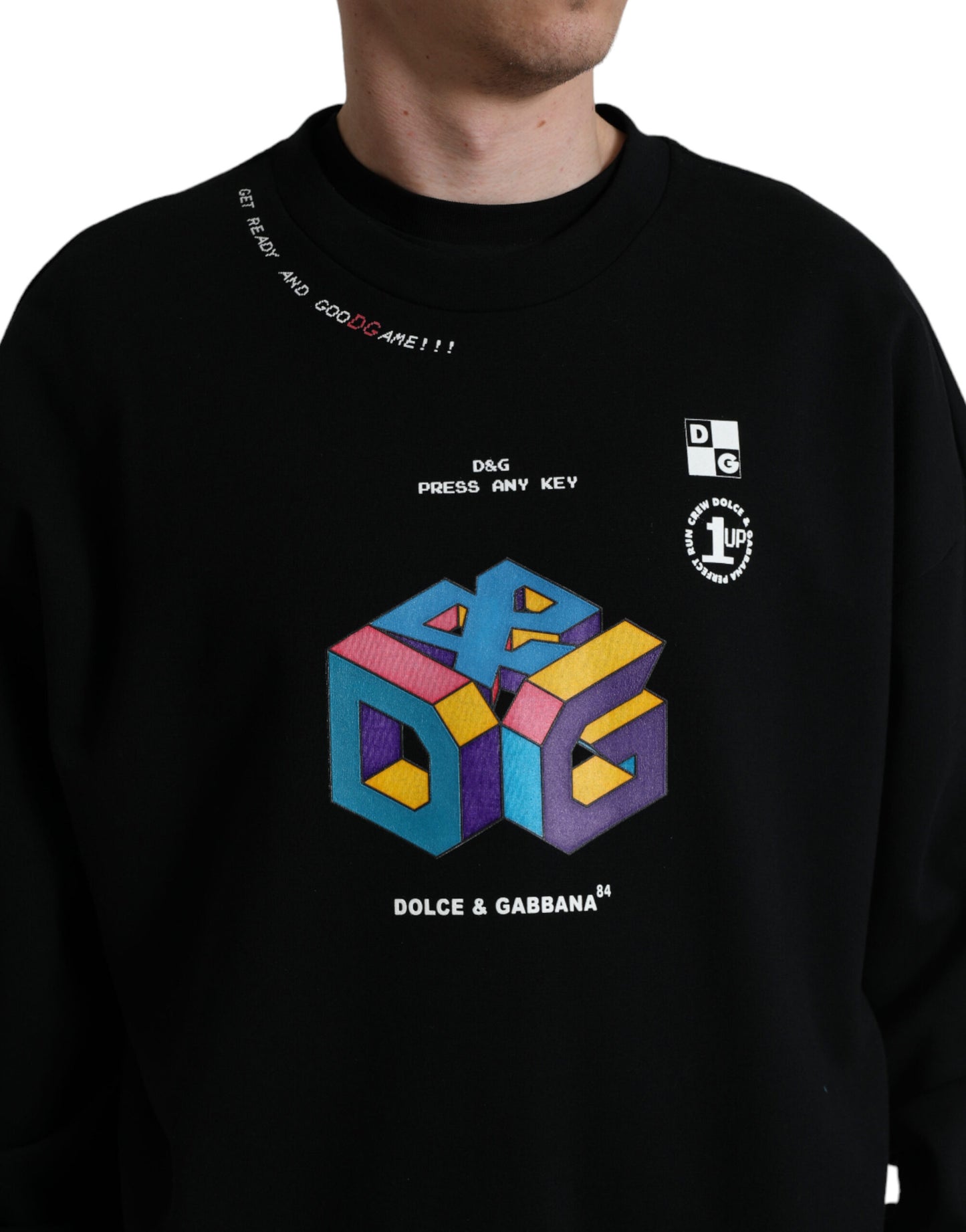 Elegant Black Logo Print Pullover Sweater