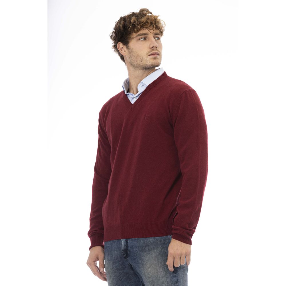 Burgundy Wool Men Sweater