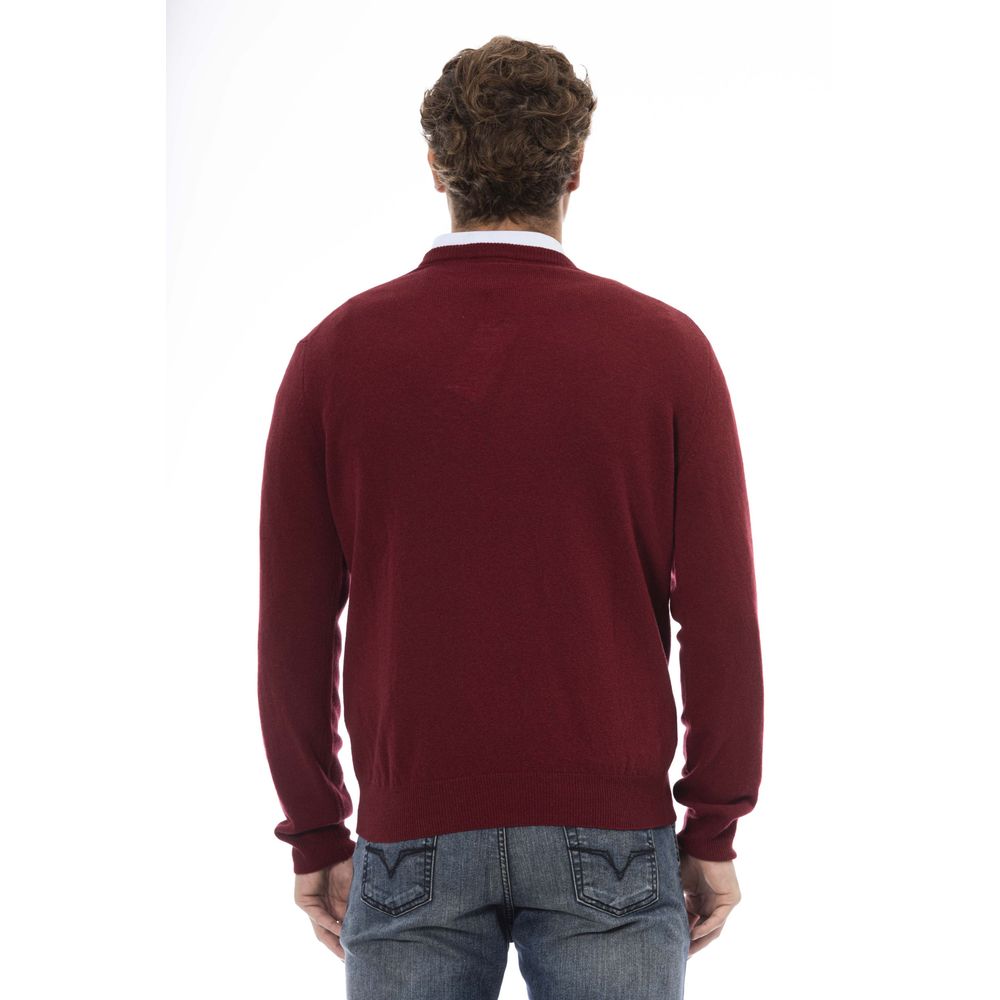 Burgundy Wool Men Sweater