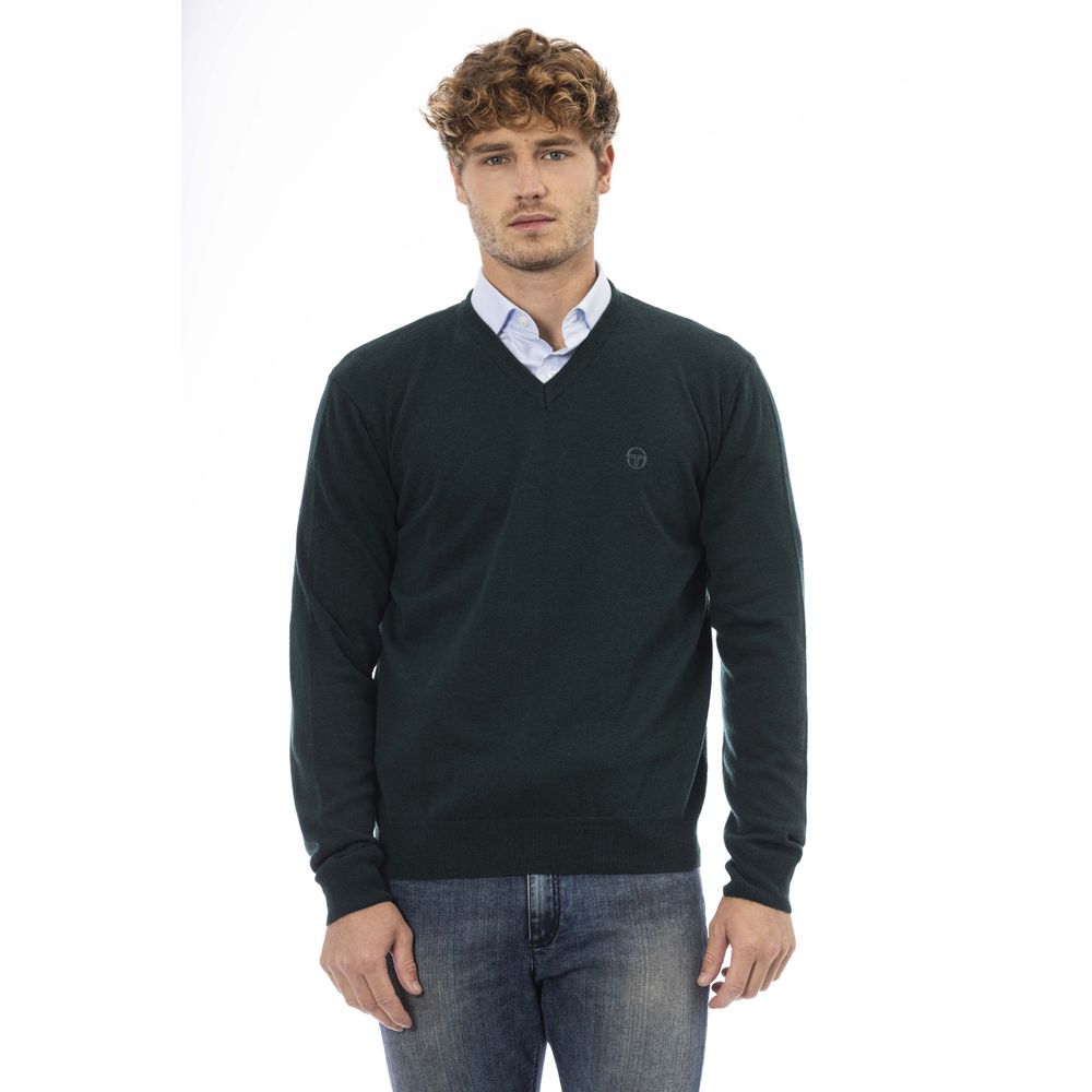 Green Wool Men Sweater