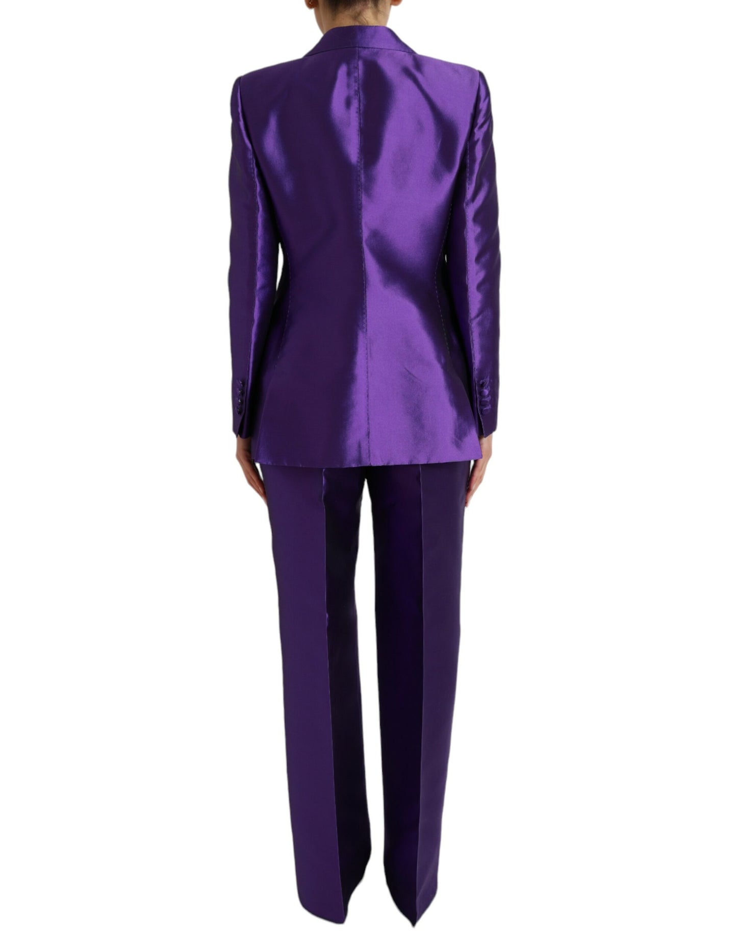 Elegant Purple Silk Single Breasted Suit