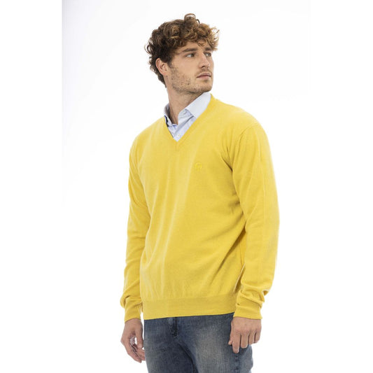 Yellow Wool Men Sweater