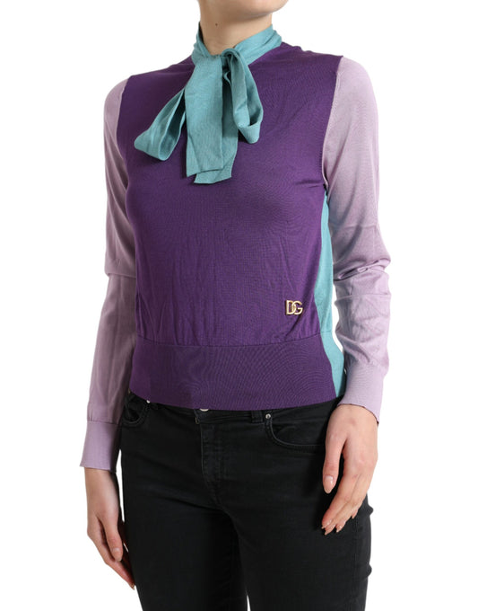 Silk Knitted Bow Sweater - Multicolor Luxury