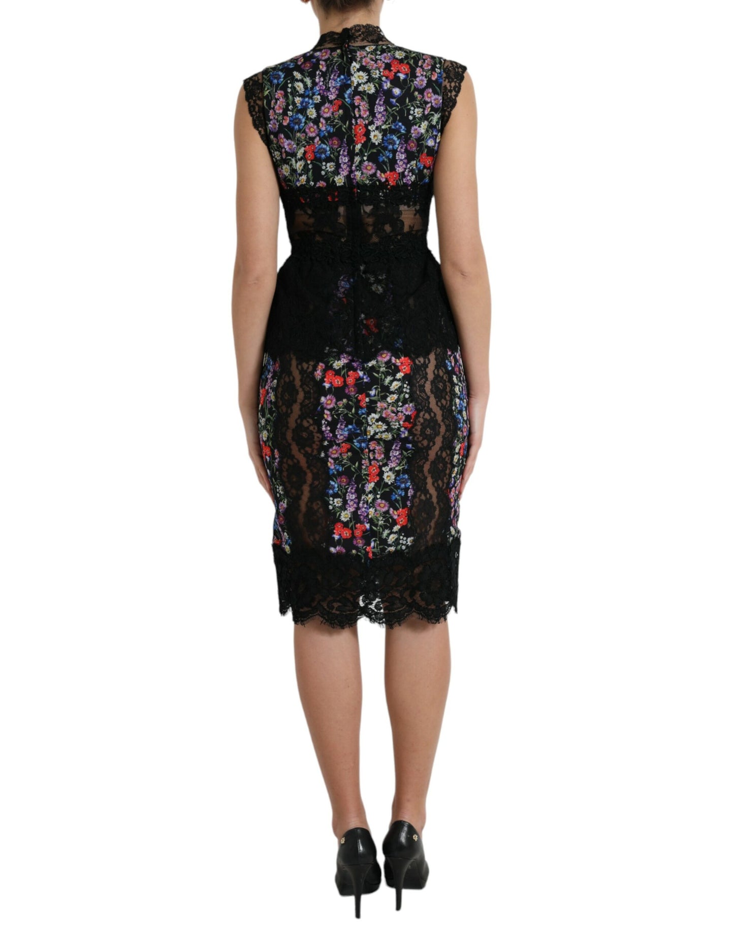 Floral Print Lace Trim Sheath Dress