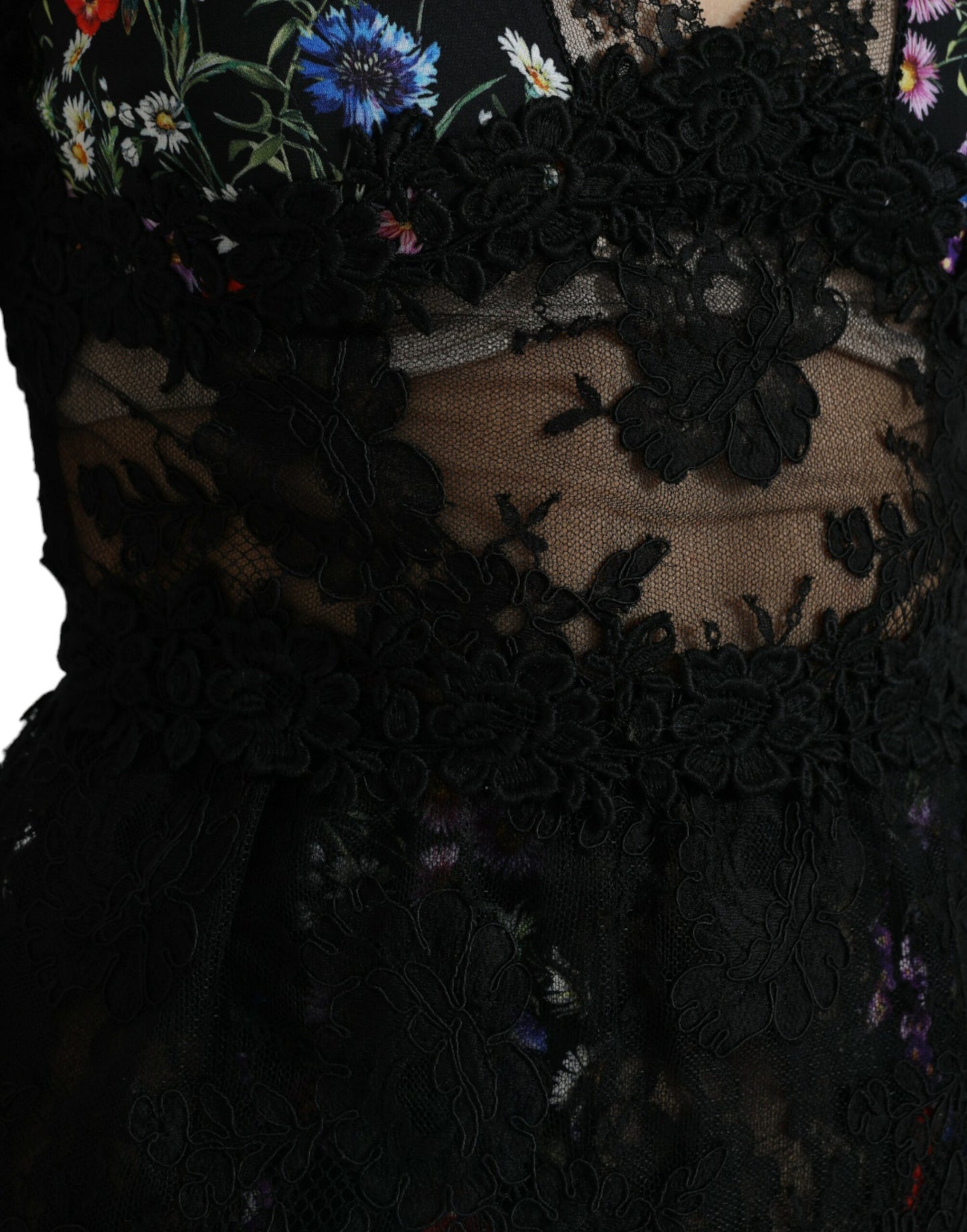 Floral Print Lace Trim Sheath Dress